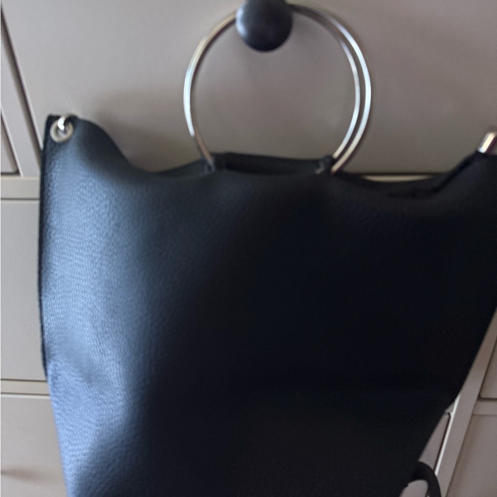 Elegant Black Leather Tote Bag